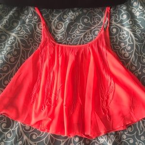 Neon Pink/Orange Rue 21 Tank Top w Fringe!
